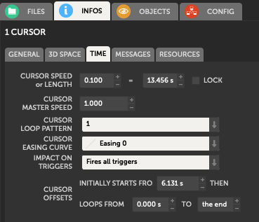Iannix Cursor Time Settings